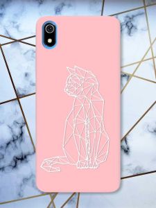 Матовий рожевий чохол на Xiaomi Redmi 7A Котик принт 125