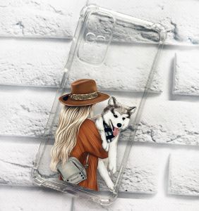 Чохол із потовщеними кутами на Xiaomi Redmi Note 11 4G Дівчина з песиком принт 115