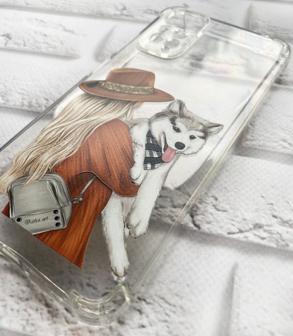 Чохол із потовщеними кутами на Xiaomi Redmi Note 11 4G Дівчина з песиком принт 115