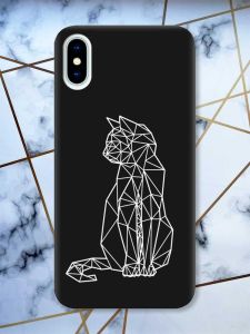 Матовий чорний чохол на iPhone X / Xs Котик принт 125