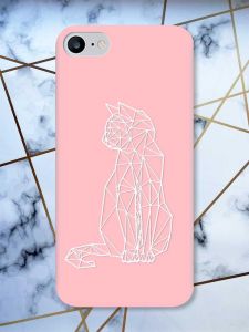 Матовий рожевий чохол на iPhone 7 / 8 Котик принт 125