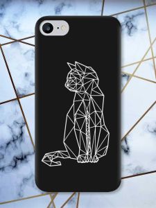 Матовий чорний чохол на iPhone 7 / 8 Котик принт 125