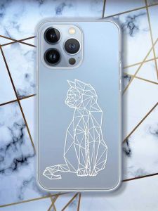 Прозорий чохол на Apple iPhone 13 Pro Котик принт 125