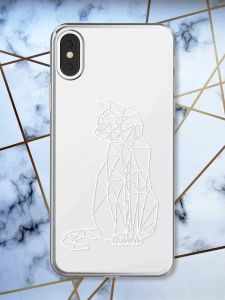 Прозорий чохол на iPhone X / XS Котик принт 125