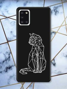 Матовий чорний чохол на Samsung Galaxy A31 Котик принт 125