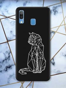 Матовий чорний чохол на Samsung Galaxy А30 (2019) / А20 (2019) Котик принт 125
