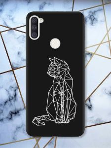 Матовий чорний чохол на Samsung Galaxy A11 Котик принт 125