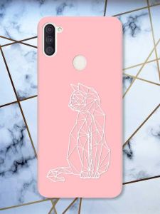 Матовий рожевий чохол на Samsung Galaxy A11 Котик принт 125