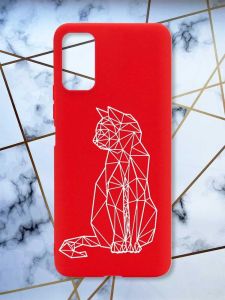 Матовий червоний чохол на Xiaomi Redmi Note 11 4G Котик принт 125