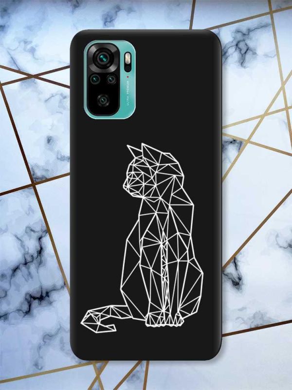 Матовий чорний чохол на Xiaomi Redmi Note 10 / Note 10s Котик принт 125