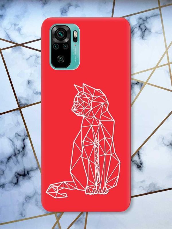 Матовий червоний чохол на Xiaomi Redmi Note 10 / Note 10s Котик принт 125