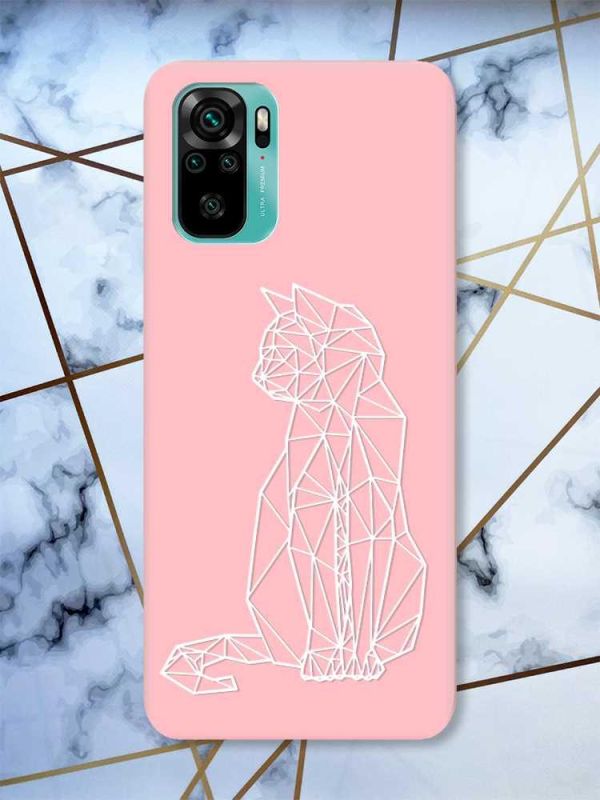 Матовий рожевий чохол на Xiaomi Redmi Note 10 / Note 10s Котик принт 125