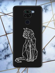 Матовий чорний чохол на Xiaomi Redmi Note 9 Котик принт 125