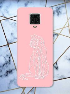 Матовий рожевий чохол на Xiaomi Redmi Note 9 Pro / Note 9S / Note 9 Pro Max Котик принт 125