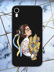 Матовий чорний чохол на Apple iPhone XR патріотичний дизайн Українка з колосками принт 172
