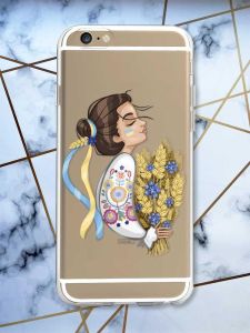 Прозорий чохол на iPhone 6/6s :: Українка з колосками (принт 172)