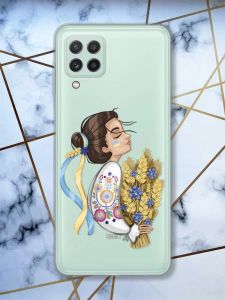 Прозорий чохол на Samsung Galaxy A22 4G / M22 / M32  Українка з колосками (патріотичний принт 172)