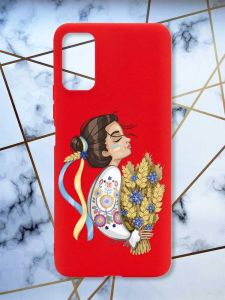 Матовий червоний чохол на Xiaomi Redmi Note 11 4G патріотичний дизайн Українка з колосками принт 172