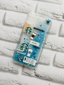 Чохол з блискітками для iPhone 13 Кава. Блакитний