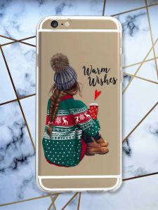 Прозорий чохол на iPhone 6/6s :: Дівчина з кавою (принт 136)