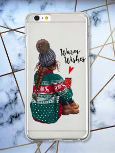 Прозорий чохол на iPhone 6+/6 Plus Дівчина з кавою принт 136