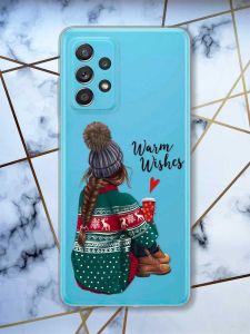 Прозорий чохол на Samsung Galaxy A52 Дівчина з кавою принт 136