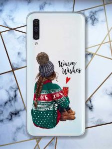 Прозорий чохол на Samsung Galaxy A50 (2019) A505 Дівчина з кавою принт 136