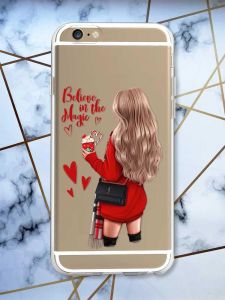 Прозорий чохол на iPhone 6/6s :: Дівчина з кавою (принт 137)