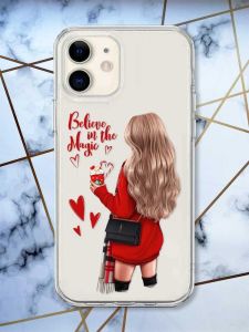 Прозорий чохол на iPhone 12 mini Дівчина з кавою принт 137