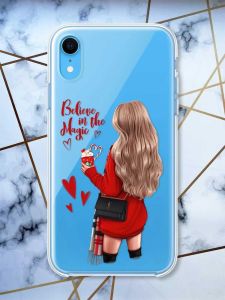 Прозорий чохол на iPhone XR Дівчина з кавою принт 137