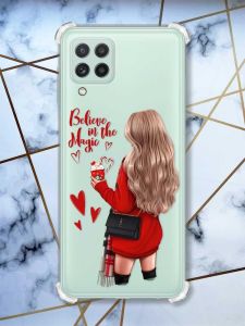 Чохол із потовщеними кутами на Samsung Galaxy A22 5G / A22s 5G Дівчина з кавою принт 137