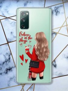 Прозорий чохол на Samsung Galaxy S20 FE Дівчина з кавою принт 137