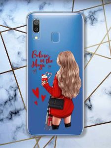Прозорий чохол для Samsung Galaxy А30 (2019) / А20 (2019)  Дівчина з кавою принт 137