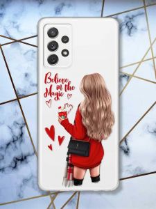 Прозорий чохол на Samsung Galaxy А72/A725  Дівчина з кавою принт 137