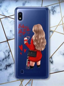 Чохол на Samsung Galaxy A10 (2019) A105 Дівчина з кавою принт 137