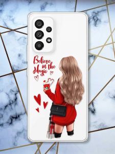 Прозорий чохол на Samsung Galaxy A53  Дівчина з кавою принт 137