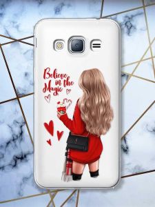 Прозорий чохол на Samsung Galaxy J3 2016 J310 Дівчина з кавою принт 137
