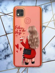 Прозорий чохол для Xiaomi Redmi 9C Дівчина з кавою принт 137