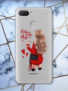 Прозорий чохол на Xiaomi Redmi 6  Дівчина з кавою принт 137