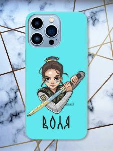 Матовий бірюзовий чохол на Apple iPhone 13 Pro Max патріотичний дизайн Українська захисниця принт 169