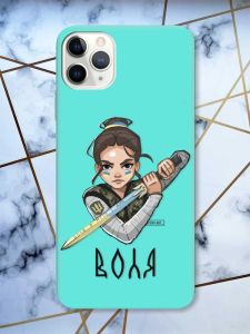Матовий бірюзовий чохол на iPhone 11 Pro Max (6.5) патріотичний дизайн Українська захисниця принт 169