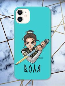 Матовий бірюзовий чохол на Apple iPhone 11 (6.1) патріотичний дизайн Українська захисниця принт 169