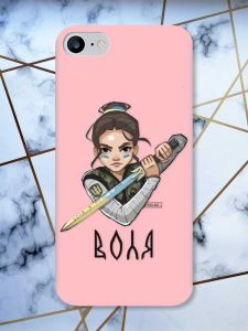 Матовий рожевий чохол на iPhone 7 / 8 патріотичний дизайн Українська захисниця принт 169