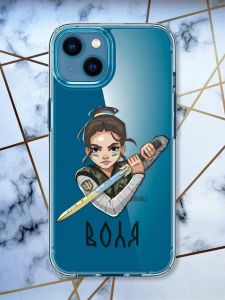 Прозорий чохол для iPhone 13 mini патріотичний дизайн Українська захисниця принт 169