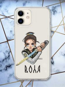 Прозорий чохол на iPhone 12 mini патріотичний дизайн Українська захисниця принт 169