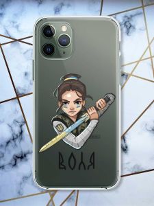 Прозорий чохол на iPhone 12 / 12 Pro патріотичний дизайн Українська захисниця принт 169