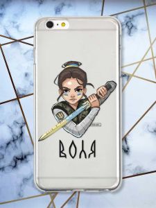Прозорий чохол на iPhone 6+/6 Plus патріотичний дизайн Українська захисниця принт 169