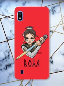 Матовий червоний чохол на Samsung Galaxy A10 (2019) A105 патріотичний дизайн Українська захисниця принт 169