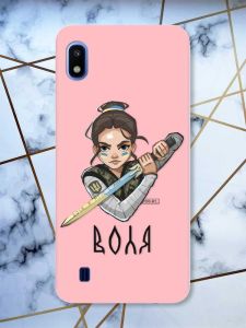 Матовий рожевий чохол на Samsung Galaxy A10 (2019) A105 патріотичний дизайн Українська захисниця принт 169