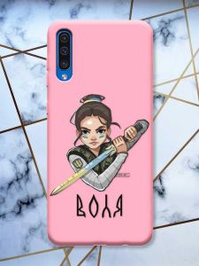 Матовий рожевий чохол на Samsung Galaxy A50 (2019) A505 патріотичний дизайн Українська захисниця принт 169